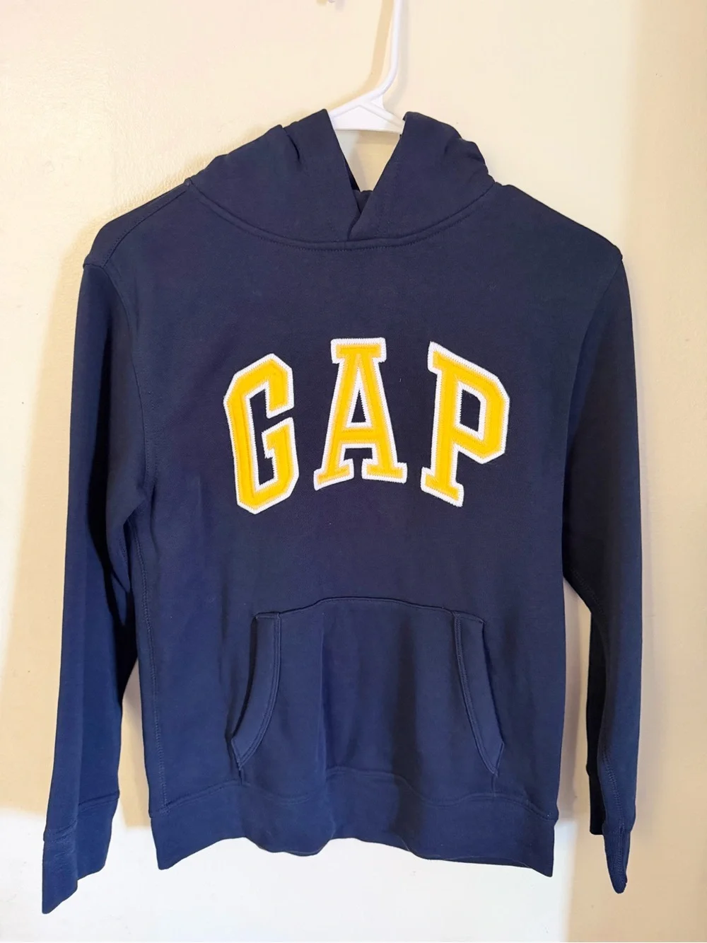 GAP Navy Hoodie with Yellow Lettering Boys L size 10